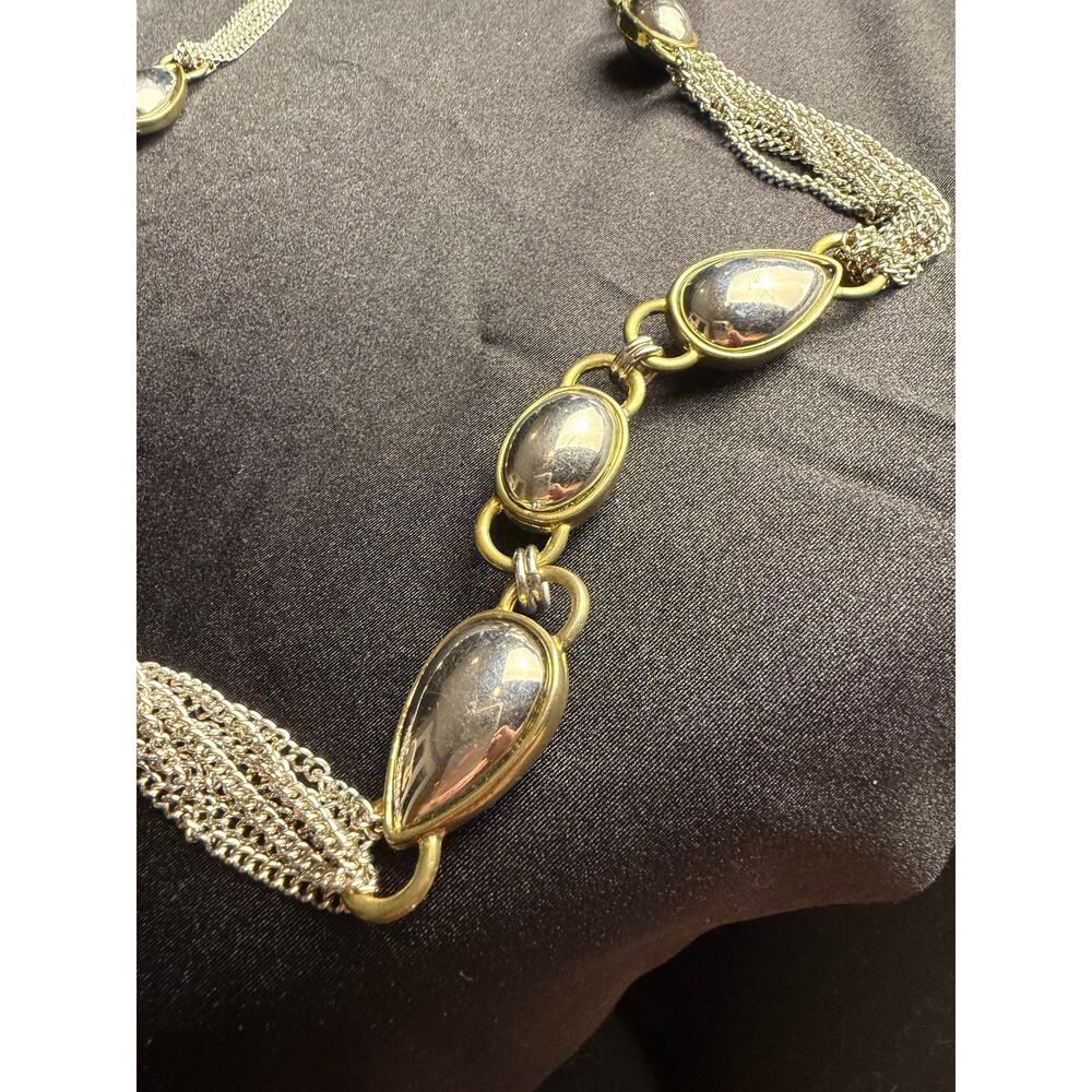 Vintage Anne Klein two-tone chain belt, a mix of silver and gold-tone 38" - Picture 3 of 7